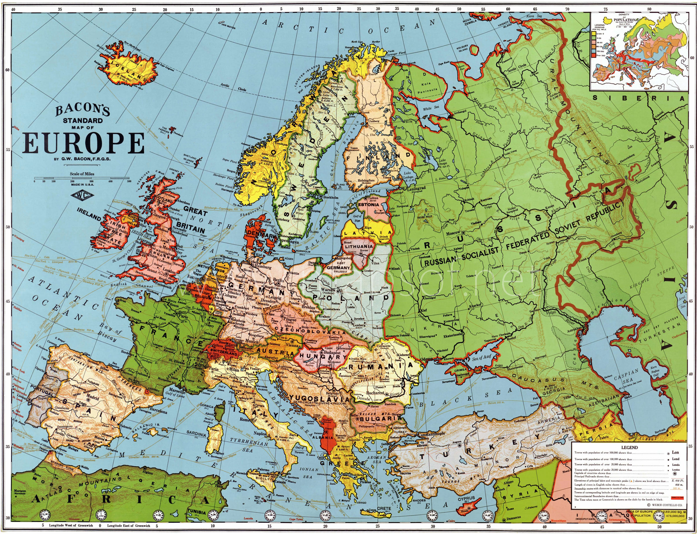 欧洲地图英文版超清晰图片